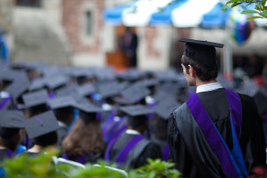 A graduate listens during the commencement at Yale Law School on May 23, 2011.