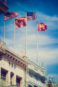 U.S. and Chinese Flags in Chinatown
