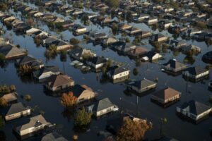 Aerial View of Submerged Houses After Hurricane Katrina