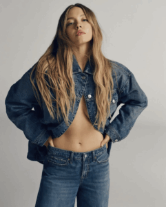 Photo of Sydney Sweeney in American Eagle campaign.