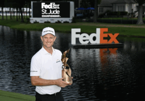 Justin Rose with 2025 FedEx St Jude Championship trophy